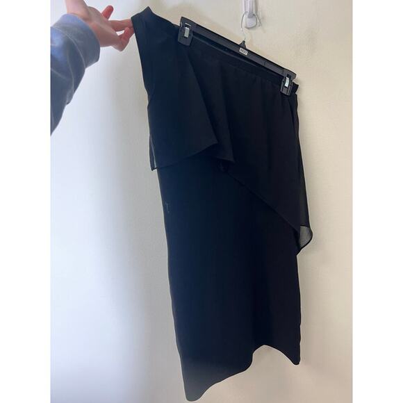 Bebe Black One Shoulder Mixed Media Mini Dress Sz LG - Picture 1 of 6